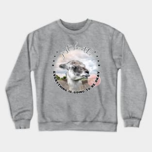 Cute Llama with Bubblegum Just Breathe Crewneck Sweatshirt